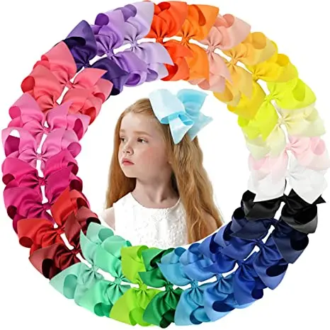 

Big 6 Inch Hair Bows for Girls Grosgrain Ribbon Toddler Hair Accessories with Alligator Clips for Toddlers Baby Girls Kids