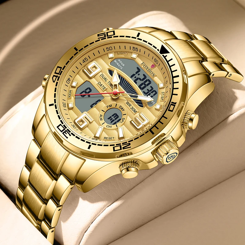 LIGE Brand Foxbox Digital Men Gold Watches Top Luxury Sports Quartz Wrist Watch Men Dual Display Steel Military Waterproof Clock
LIGE Brand Foxbox Digital Men Gold Watches Top Luxury Sports Quartz Wrist Watch Men Dual Display Steel Military Waterproof Clock