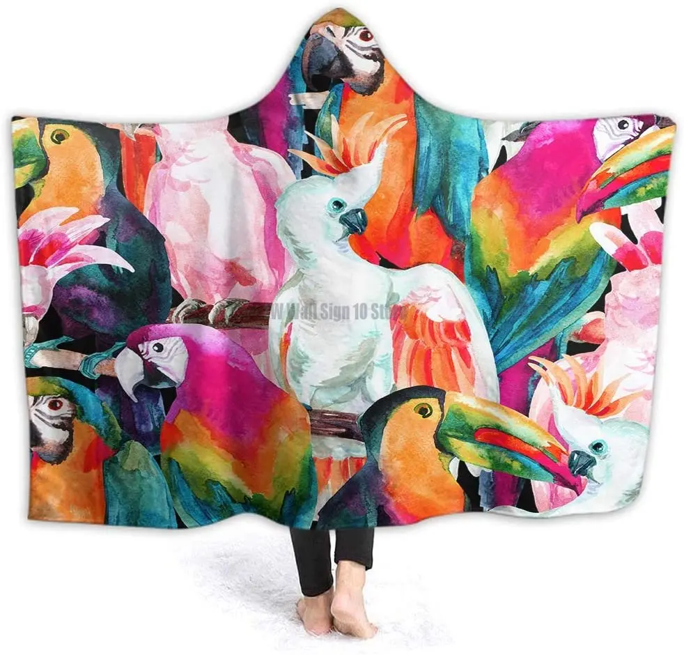 Watercolor Parrots Hooded Blanket Throw Blankets for Home Office School Anti Pilling Flannel 50 x 40 Inch 
Watercolor Parrots Hooded Blanket Throw Blankets for Home Office School Anti Pilling Flannel 50 x 40 Inch