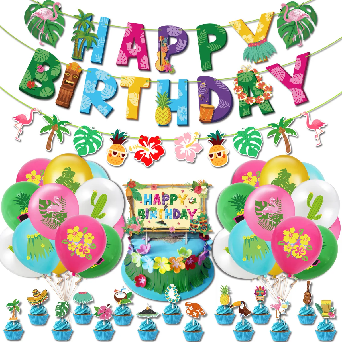 

Tropical Hawaiian Balloon Garland Arch Kit Birthday Party Decor Kids Flamingo Summer Hawaii Party Decor Luau Aloha Baby Shower