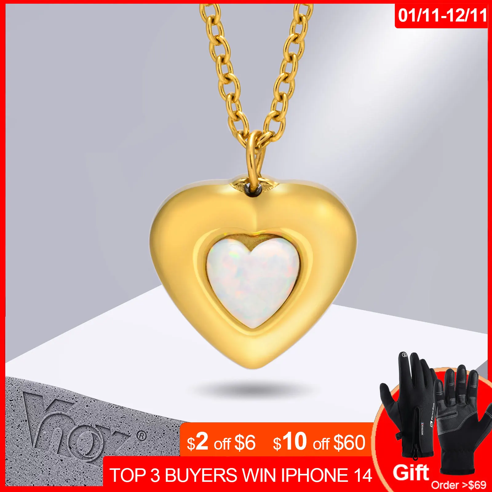 Vnox Elegant Heart Necklaces for Women, Double Heart Pendant with Adjustabel Chain, Gold Color Stainless Steel Collar 
Vnox Elegant Heart Necklaces for Women, Double Heart Pendant with Adjustabel Chain, Gold Color Stainless Steel Collar