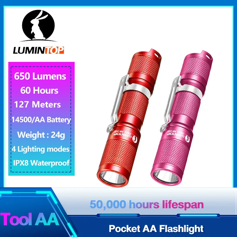

Mini led Flashlight Torch Light Lumintop Tool AA 14500 Flash light Portable Outdoor Flashlight White For Easy to Carry Camping