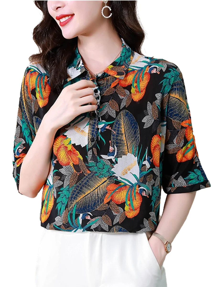 4XL Women Spring Spring Summer Shirts Lady Fashion Casual Short Sleeve Turn-down Collar Tropical Printing Blusas Tops CT0563
4XL Women Spring Spring Summer Shirts Lady Fashion Casual Short Sleeve Turn-down Collar Tropical Printing Blusas Tops CT0563