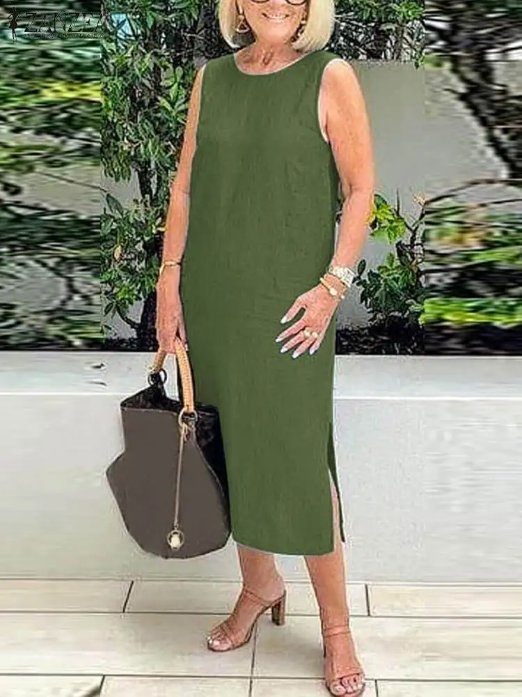 2023 ZANZEA Fashion Summer Women Elegant O Neck Sleeveless Solid Mid-calf Dress Robe Femme Work Vestido Cotton Party Sundress
2023 ZANZEA Fashion Summer Women Elegant O Neck Sleeveless Solid Mid-calf Dress Robe Femme Work Vestido Cotton Party Sundress