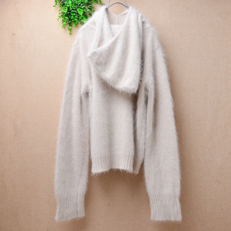 Ladies Women Fashion Hairy Mink Cashmere Knitted Long Sleeves Loose Hooded Pullover angora Rabbit Fur Jumper Sweater Pull Tops
Ladies Women Fashion Hairy Mink Cashmere Knitted Long Sleeves Loose Hooded Pullover angora Rabbit Fur Jumper Sweater Pull Tops