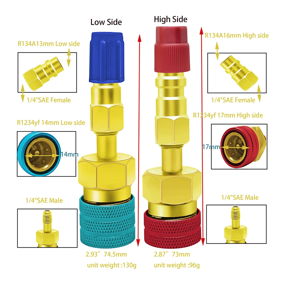 Quick Connector Adapters Set R1234YF To R134A High Quick Couplers Connector Heat-resistant, Rust-proof, Erosion-resistant
Quick Connector Adapters Set R1234YF To R134A High Quick Couplers Connector Heat-resistant, Rust-proof, Erosion-resistant