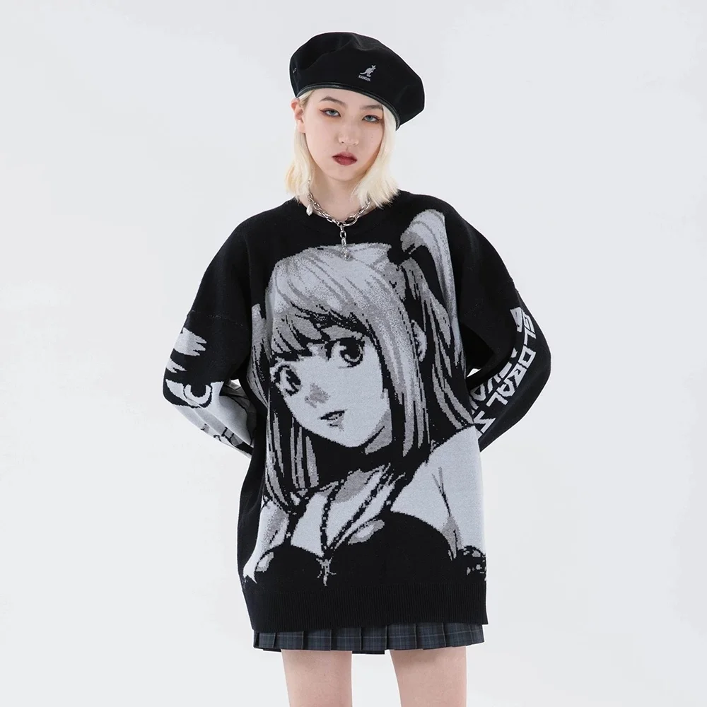 

Knitted Harajuku Winter Sweater Women 2023 Oversized Pullover Long Sleeve Tops Gothic Fashion Japanese Kawaii Cartoon Streetwear