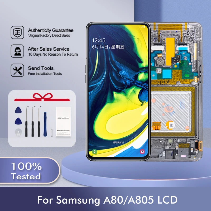 1Pcs OLED 6.7 Inch A805 Display For Samsung Galaxy A80 Lcd Touch Panel Screen Digitizer A805F Assembly Free Shipping With Frame
1Pcs OLED 6.7 Inch A805 Display For Samsung Galaxy A80 Lcd Touch Panel Screen Digitizer A805F Assembly Free Shipping With Frame