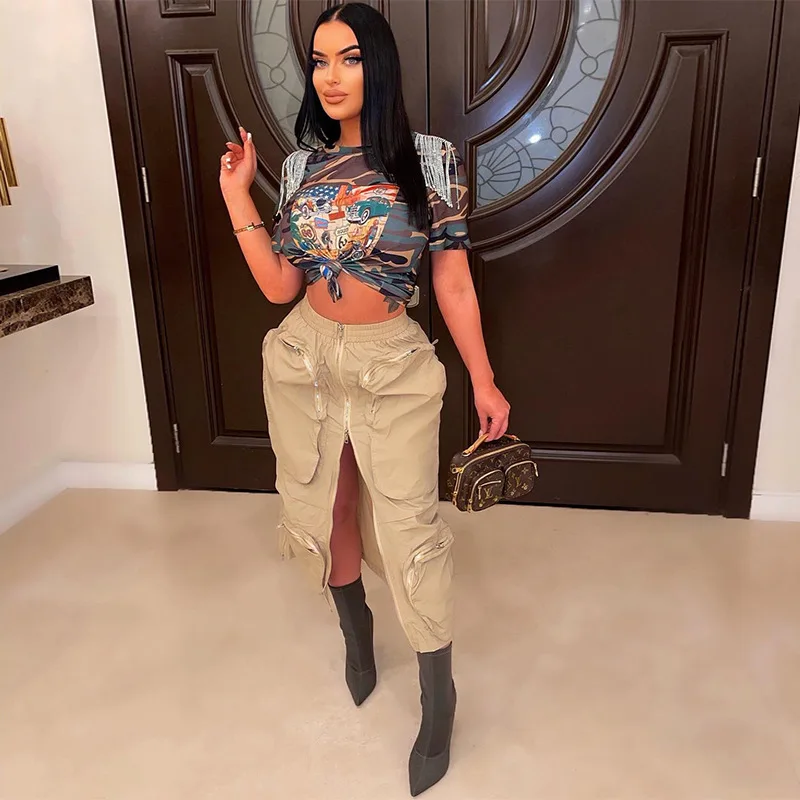 Summer Streetwear Solid Long Skirts For Women 2023 Zipper Pockets Loose Maxi Skirts High Waist Cargo Skirts Female
Summer Streetwear Solid Long Skirts For Women 2023 Zipper Pockets Loose Maxi Skirts High Waist Cargo Skirts Female