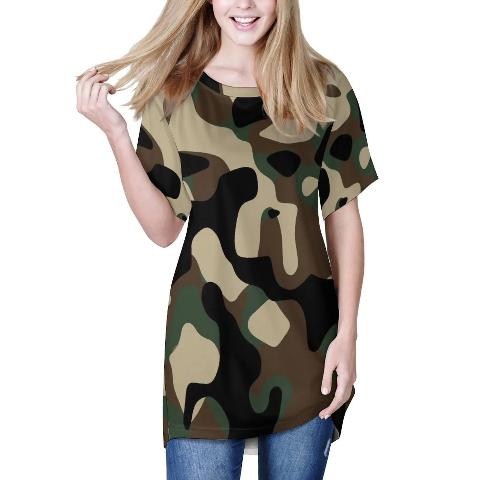 Army Camouflage Print T-Shirts Brown Green Camo Casual Big Size T-Shirt Short Sleeve Lady Modern Tee Shirt Graphic Long Top Tees
Army Camouflage Print T-Shirts Brown Green Camo Casual Big Size T-Shirt Short Sleeve Lady Modern Tee Shirt Graphic Long Top Tees
