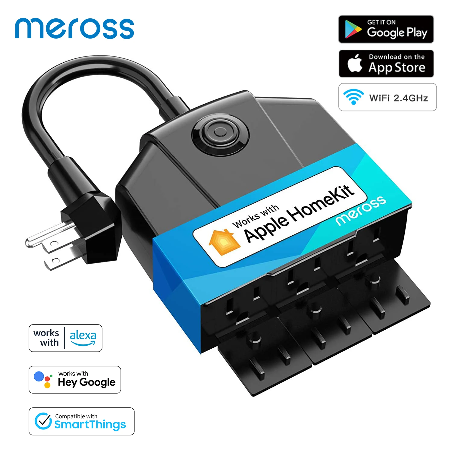 

Meross HomeKit US Smart Outdoor Smart Plug with 3 Sockets Independently Controlled Outlets Support Alexa Google Home SmartThings
