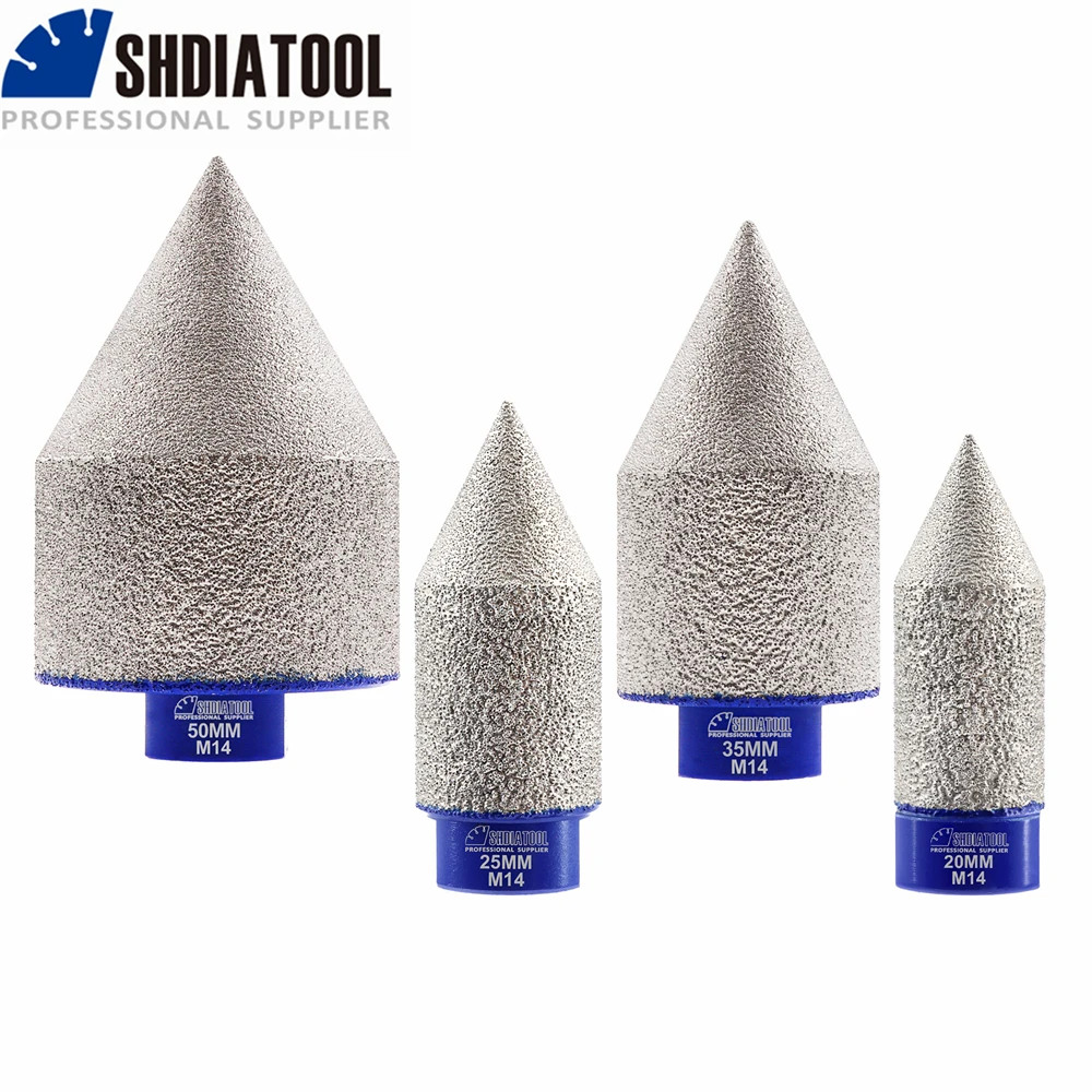 SHDIATOOL M14 Thread 20/25/35/50mm Vacuum Brazed Diamond Dry Finger Chamfer Bit Shaping Grinding Granite Enlarge Hole Milling
SHDIATOOL M14 Thread 20/25/35/50mm Vacuum Brazed Diamond Dry Finger Chamfer Bit Shaping Grinding Granite Enlarge Hole Milling