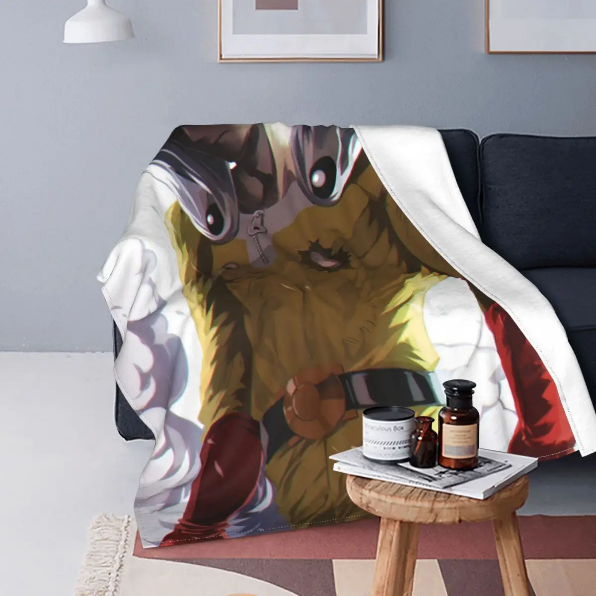 

One Punch Man Blanket Anime Saitama Wool Throw Blankets Bedding Couch Decoration Soft Warm Bedsprea