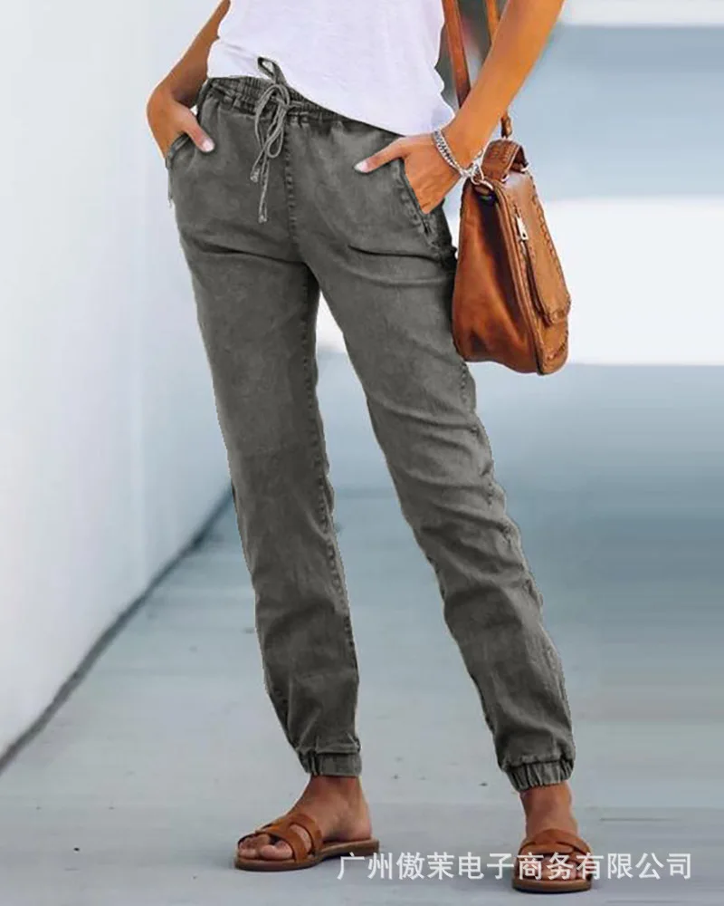 Light Gray Bandage Jeans Street Tooling Pants Women Streetwear High Waist Trousers
Light Gray Bandage Jeans Street Tooling Pants Women Streetwear High Waist Trousers