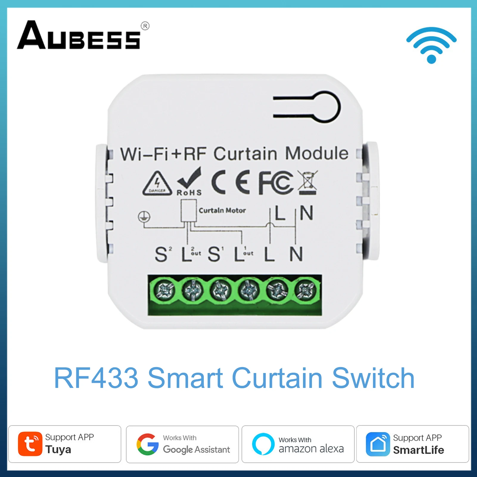16A WIFI Curtain Switch Switch DIY TUYA RF433 Wireless Remote Control Smart Switch Work With Google Home Alexa Smart Life APP
16A WIFI Curtain Switch Switch DIY TUYA RF433 Wireless Remote Control Smart Switch Work With Google Home Alexa Smart Life APP