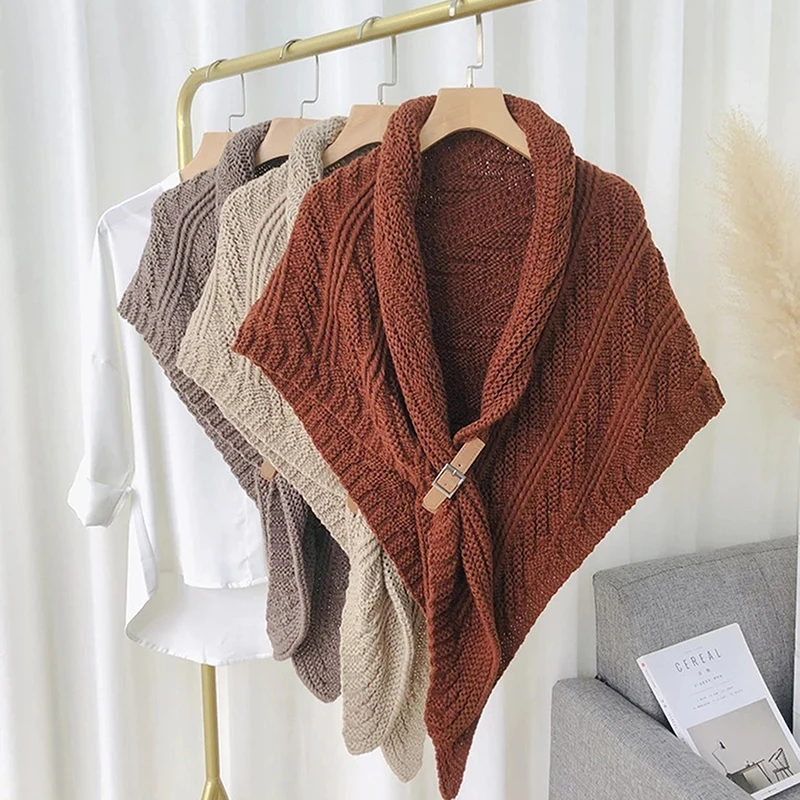 Solid Triangle Scarf Ponchos Women Winter Knitted Capes Tippet Office Warm Shawl Wraps Belt-Lock Shrug Szalik Zimowy Stole Large
Solid Triangle Scarf Ponchos Women Winter Knitted Capes Tippet Office Warm Shawl Wraps Belt-Lock Shrug Szalik Zimowy Stole Large