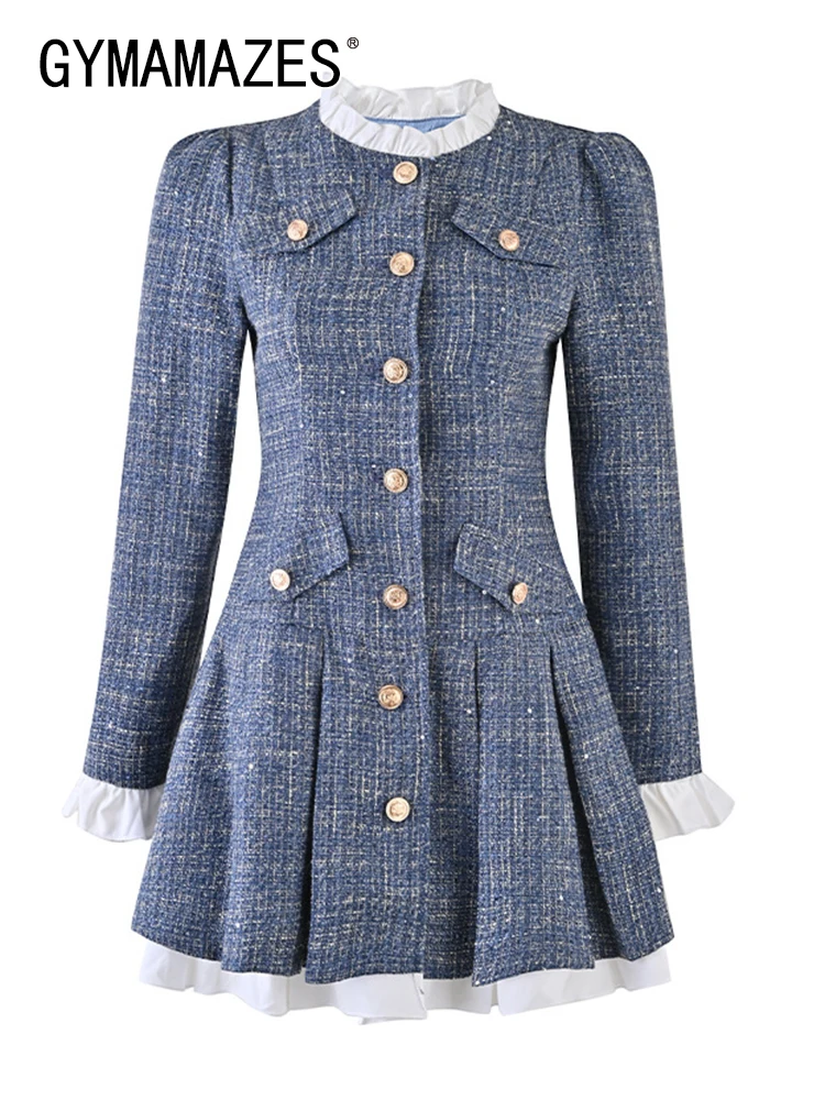 GYMAMAZES Patchwork Ruffles Elegant Dresses For Women Round Neck Long Sleeve High Waist Spliced Pleated Mini Dress Female New
GYMAMAZES Patchwork Ruffles Elegant Dresses For Women Round Neck Long Sleeve High Waist Spliced Pleated Mini Dress Female New