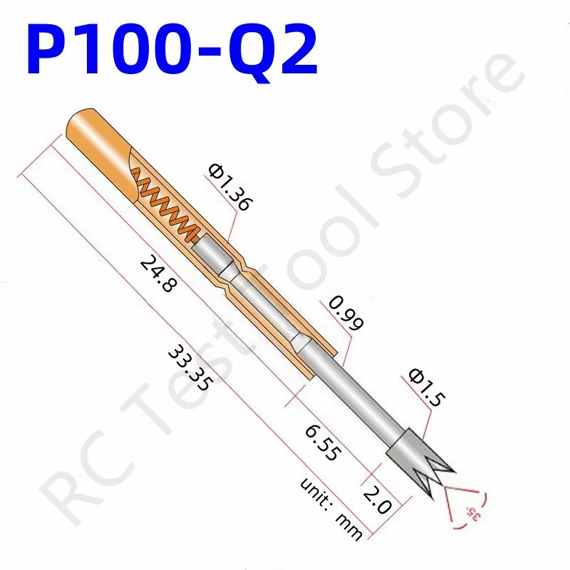 100PCS Spring Test Probe P100-Q2 4-claw Head Test Pin Head Dia 1.5mm Length 33.35mm Needle Dia 1.36mm Spring Pogo Pin P100-Q
100PCS Spring Test Probe P100-Q2 4-claw Head Test Pin Head Dia 1.5mm Length 33.35mm Needle Dia 1.36mm Spring Pogo Pin P100-Q