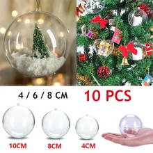 10Pc Christmas Transparent Ball Plastic Christmas Trees Open Ball Box Bauble Ornament Wedding Gift Present Party Home Decoration