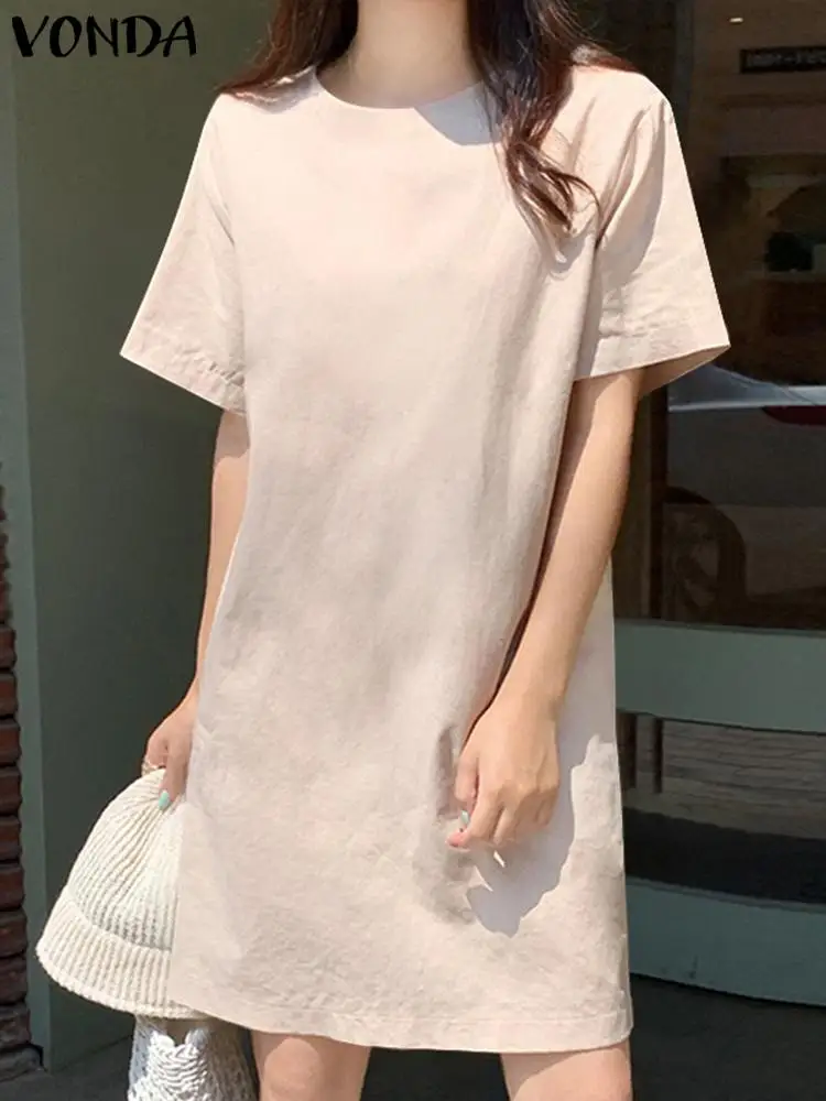 Женское модное мини-платье VONDA 2022, летнее пикантное повседневное однотонное платье с коротким рукавом, свободное праздничное платье-трапец... 
Женское модное мини-платье VONDA 2022, летнее пикантное повседневное однотонное платье с коротким рукавом, свободное праздничное платье-трапец...