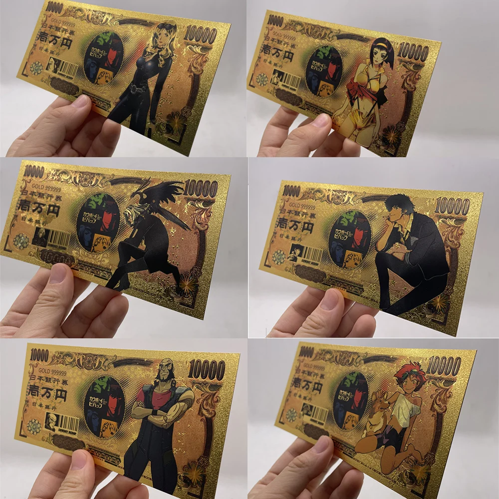 Retail 1piece Cowboy Bebop Anime golden cards Japanese Movie gold foil plastic banknote for collection and gifts
Retail 1piece Cowboy Bebop Anime golden cards Japanese Movie gold foil plastic banknote for collection and gifts