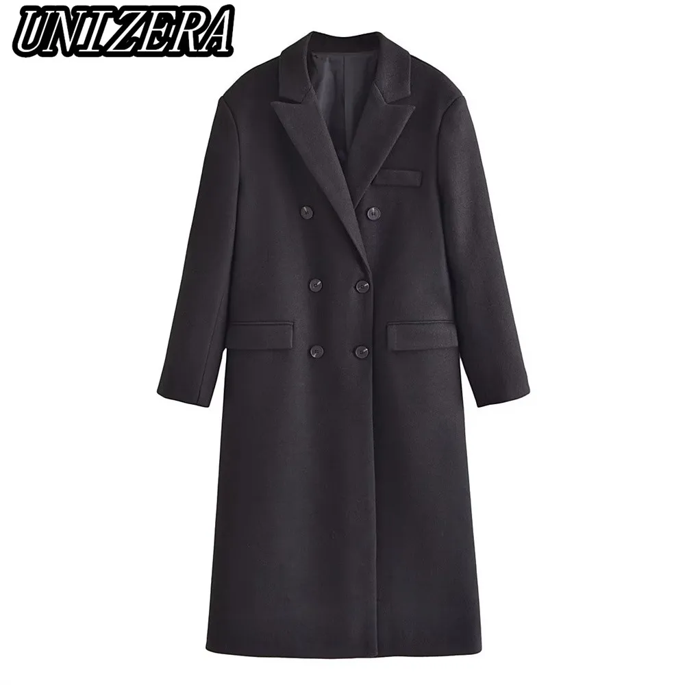 UNIZERA Autumn and Winter New Women's Clothing Black Neutral Style Commuting All-match Double-breasted Woolen Coat Coat
UNIZERA Autumn and Winter New Women's Clothing Black Neutral Style Commuting All-match Double-breasted Woolen Coat Coat