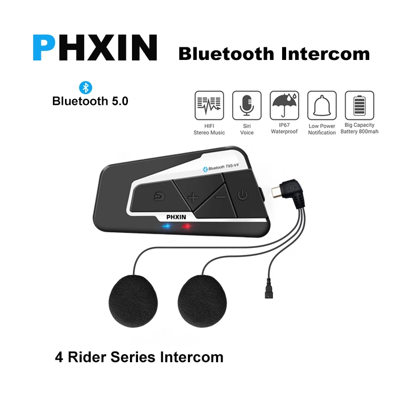 PHXIN T9S-V4 Bluetooth Intercom Motorcycle Helmet Intercom Headsets 4 Riders,Bluetooth 5.0 Wireless Communication Interphone
PHXIN T9S-V4 Bluetooth Intercom Motorcycle Helmet Intercom Headsets 4 Riders,Bluetooth 5.0 Wireless Communication Interphone