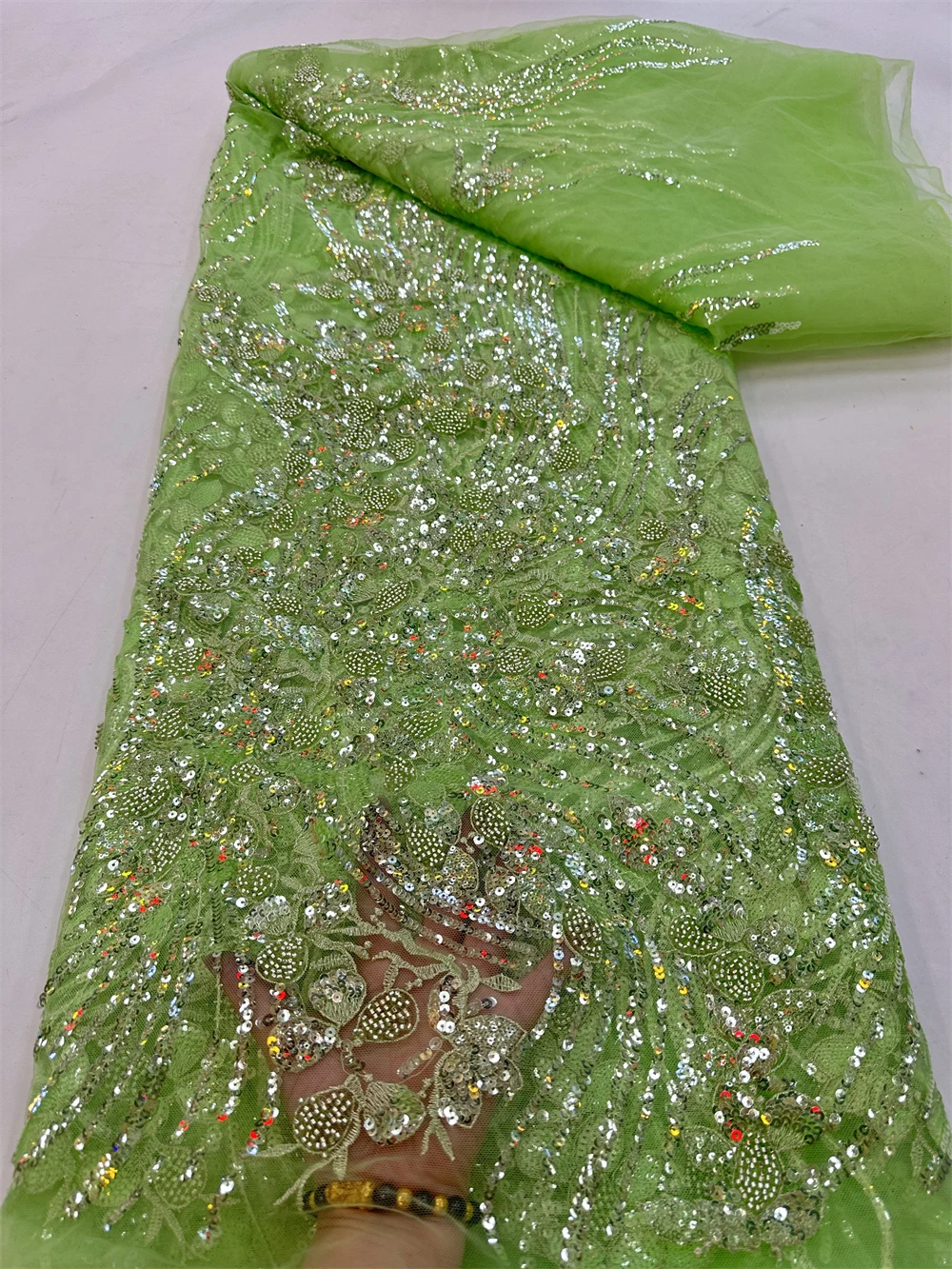 Exclusive African Sequins Net Lace Fabric Lurex Embroidery French Mesh Bead Lace Fabric Nigerian Tulle Lace For Sew Party QF0811
Exclusive African Sequins Net Lace Fabric Lurex Embroidery French Mesh Bead Lace Fabric Nigerian Tulle Lace For Sew Party QF0811