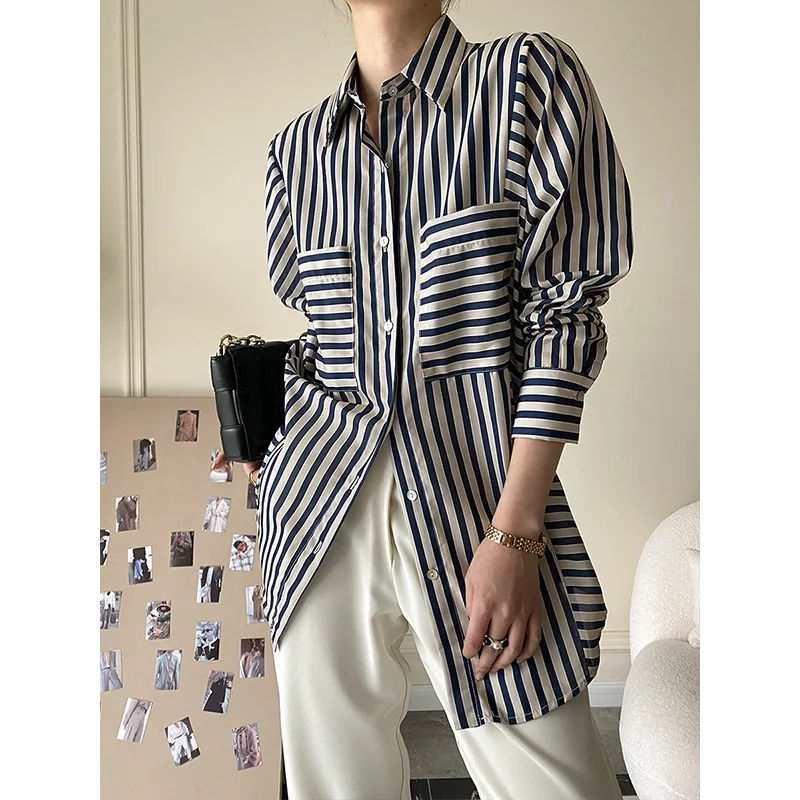 Irregular Striped Loose Shirt Women's Design Sense Niche Stacking 2022 Spring and Summer New Tops OL Style
Irregular Striped Loose Shirt Women's Design Sense Niche Stacking 2022 Spring and Summer New Tops OL Style