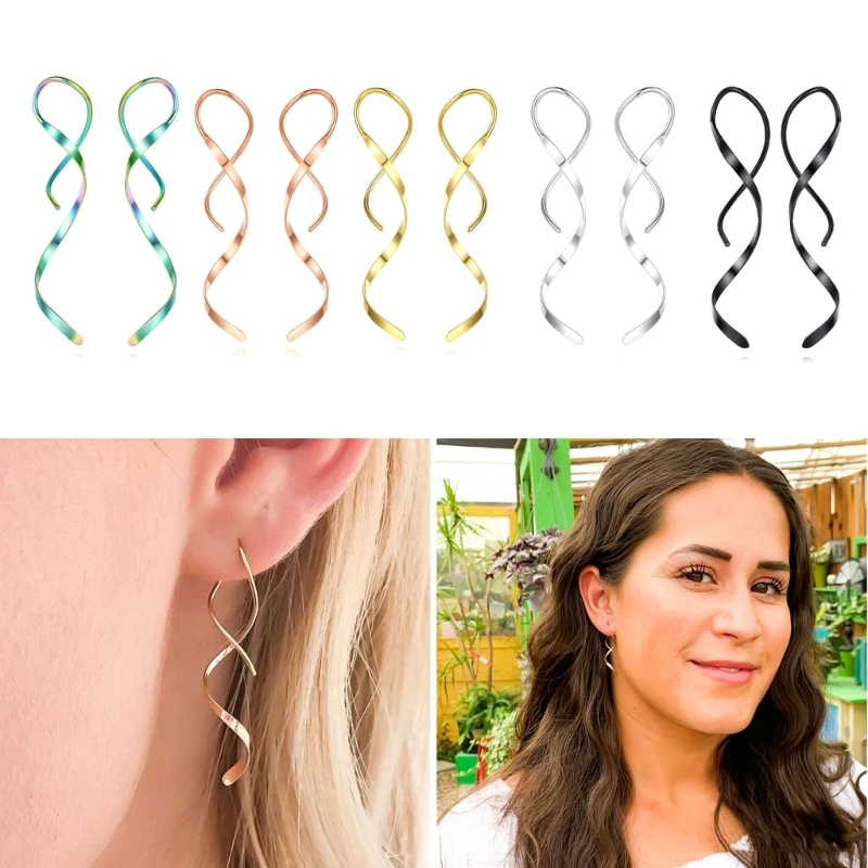 Punk Stainless Steel Twist Dangle Earrings Ear Hook Spiral Earrings Ear Expander Piercing Ear Jewelry for Men Women
Punk Stainless Steel Twist Dangle Earrings Ear Hook Spiral Earrings Ear Expander Piercing Ear Jewelry for Men Women