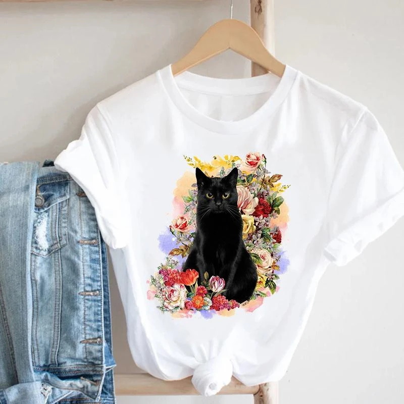 Cartoon Clothing Cat Plant Flower New Lovely Women Clothes Fashion Short Sleeve Print Tshirt Female Top Graphic Tee T-shirt
Cartoon Clothing Cat Plant Flower New Lovely Women Clothes Fashion Short Sleeve Print Tshirt Female Top Graphic Tee T-shirt