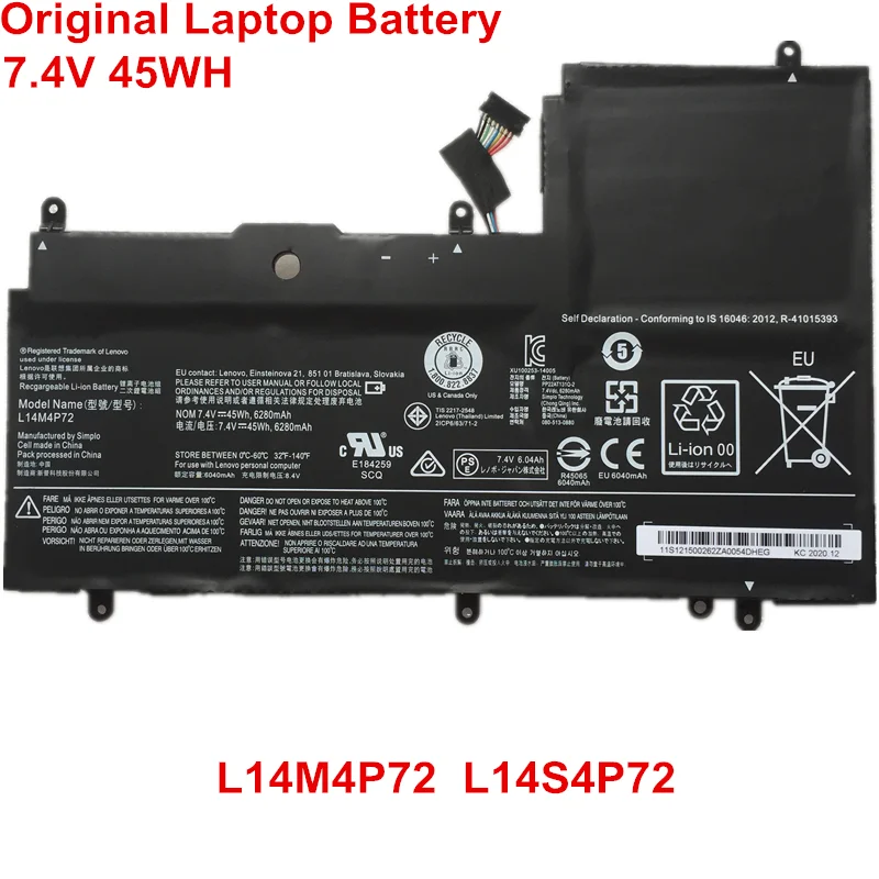 7.4V 45Wh 6Cell Lithium-ion L14S4P72 L14M4P72 Original Laptop Battery For Lenovo Yoga 3 14 14-IFI 14-ISE 700 700-14ISK Series
7.4V 45Wh 6Cell Lithium-ion L14S4P72 L14M4P72 Original Laptop Battery For Lenovo Yoga 3 14 14-IFI 14-ISE 700 700-14ISK Series