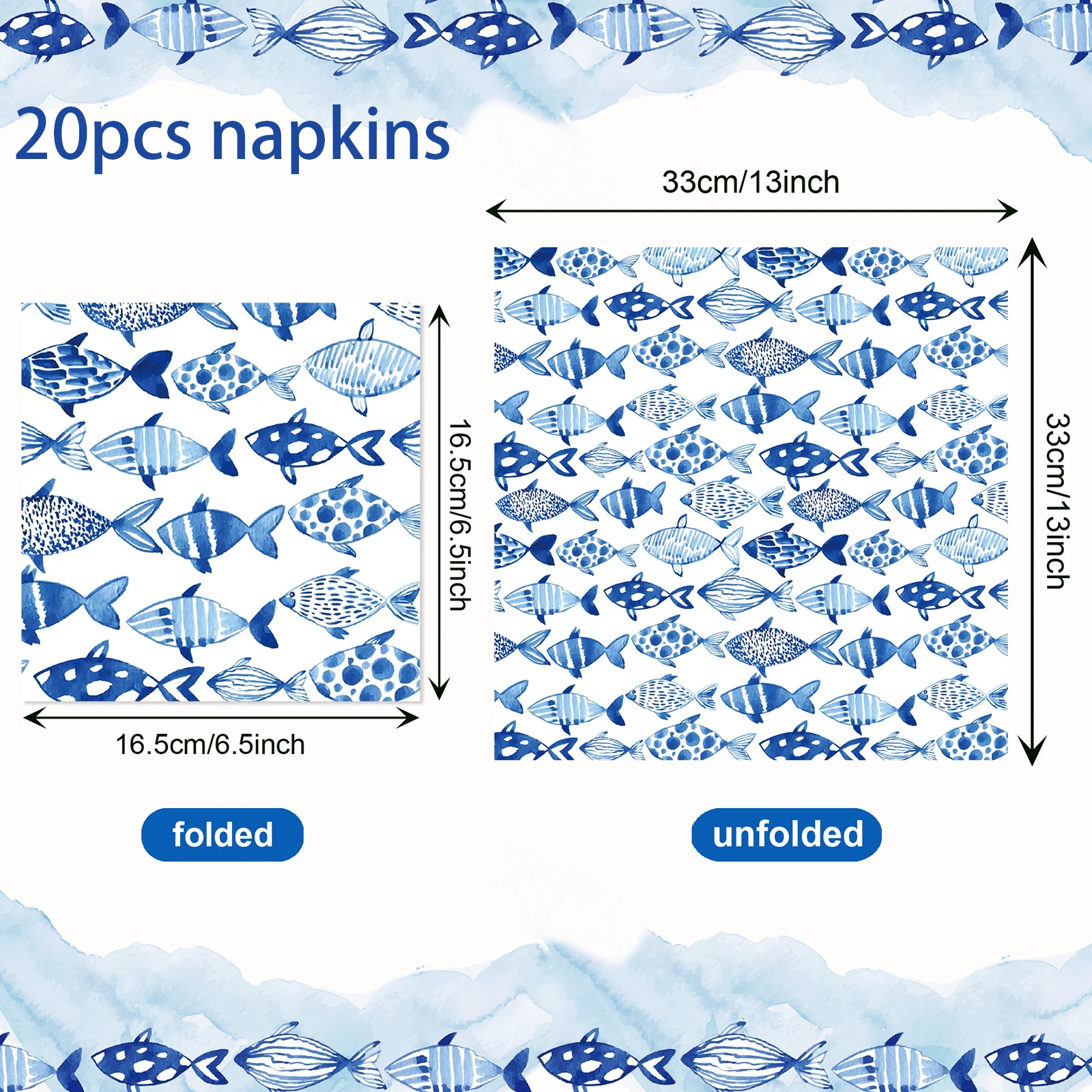 Одноразовые бумажные салфетки с голубой рыбкой 20 штук
Одноразовые бумажные салфетки с голубой рыбкой 20 штук