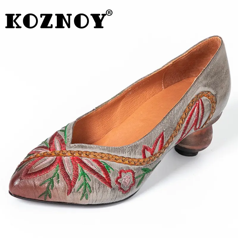 Koznoy 5.5cm Natural Cow Genuine Leather Lolita Summer Embroidery Ladies Point Toe Fashion Chunky Heels Moccasins Fashion Shoes
Koznoy 5.5cm Natural Cow Genuine Leather Lolita Summer Embroidery Ladies Point Toe Fashion Chunky Heels Moccasins Fashion Shoes
