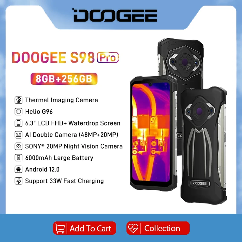 Тепловизионная камера DOOGEE S98 Pro, 6,3 дюйма, 20 МП, 8-ядерный процессор Helio G96, 8 + 256 ГБ, 33 Вт, быстрая зарядка, 6000 мАч
Тепловизионная камера DOOGEE S98 Pro, 6,3 дюйма, 20 МП, 8-ядерный процессор Helio G96, 8 + 256 ГБ, 33 Вт, быстрая зарядка, 6000 мАч