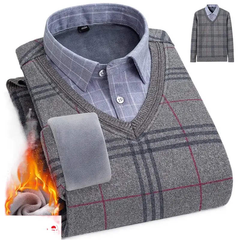 Men Plus Velvet Thick Fake Two Sweaters Business Fashion Regular Fit Large Size Fleece Warm Pullover Male Classic Brand Knit Top
Men Plus Velvet Thick Fake Two Sweaters Business Fashion Regular Fit Large Size Fleece Warm Pullover Male Classic Brand Knit Top