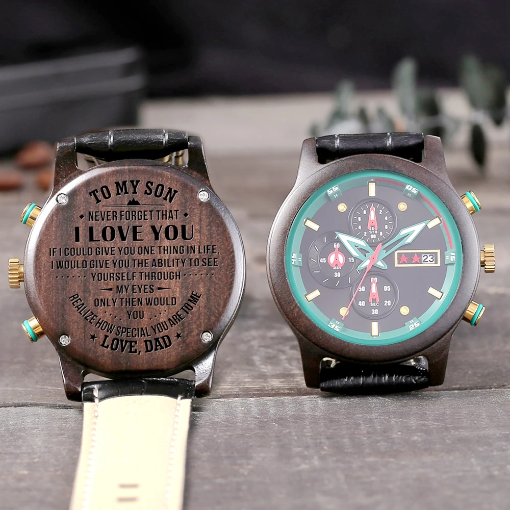 Dad To My Son Luxury Fashion Leisure 30m Waterproof Engraved Watches Calendar 24-hours Seconds Dail Analog Men Watches
Dad To My Son Luxury Fashion Leisure 30m Waterproof Engraved Watches Calendar 24-hours Seconds Dail Analog Men Watches