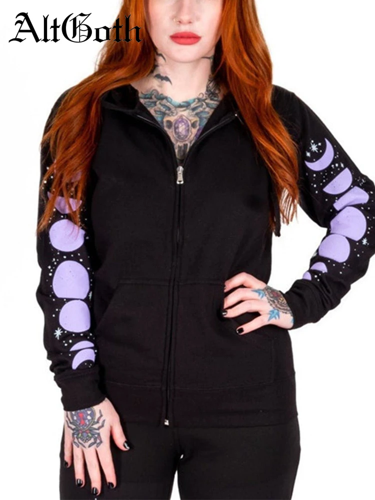 AltGoth Vintage Streetwear Gothic Sweatshirt Women Harajuku Y2k Halloween Moon Printed Long Sleeve Hooded Zipper Hoodies Female
AltGoth Vintage Streetwear Gothic Sweatshirt Women Harajuku Y2k Halloween Moon Printed Long Sleeve Hooded Zipper Hoodies Female