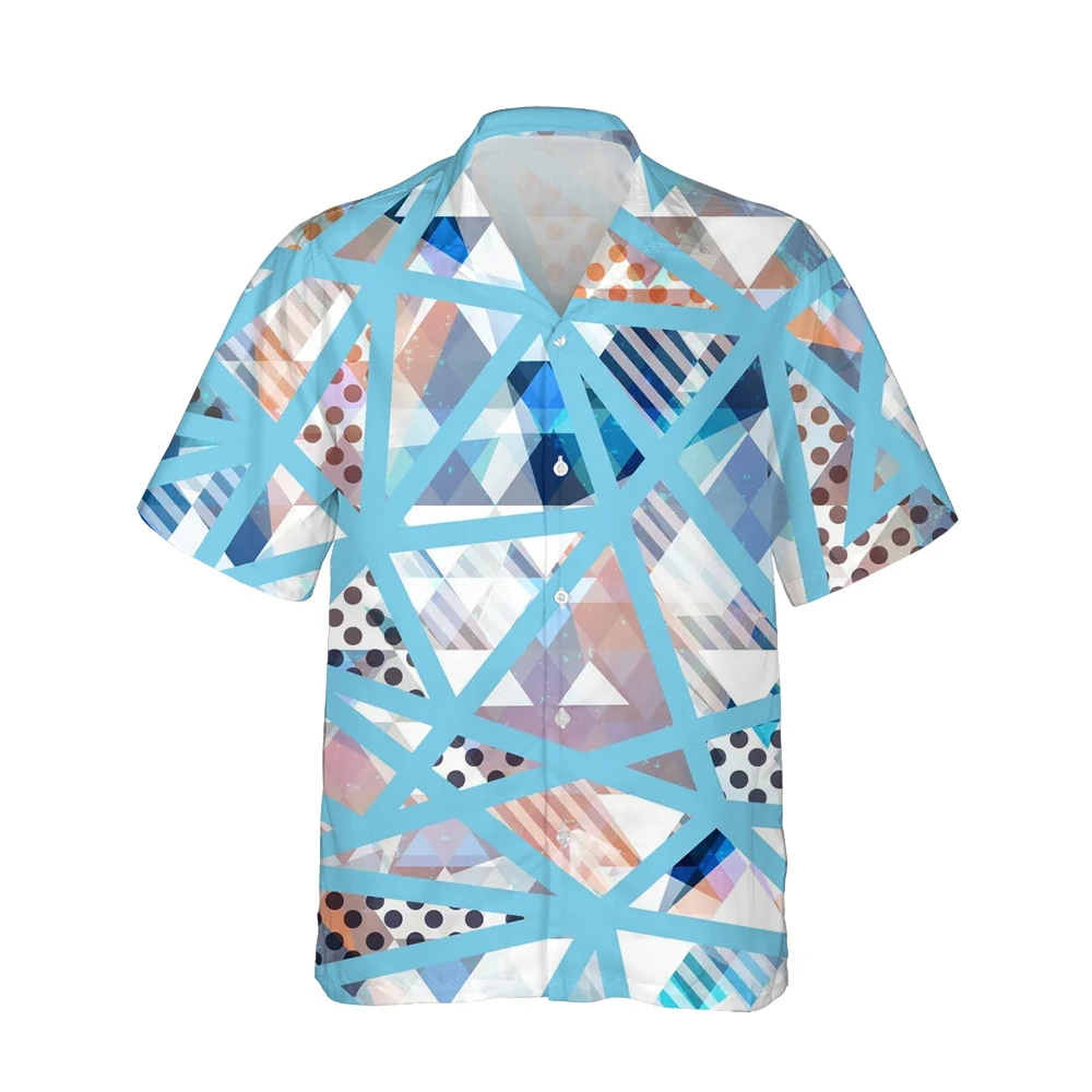 

Jumeast 3d Abstract Geometric Triangle Mosaic Printed Hawaiian Vintage Shirt Men Fashion Short Sleeve Shirts Casual Streetwear