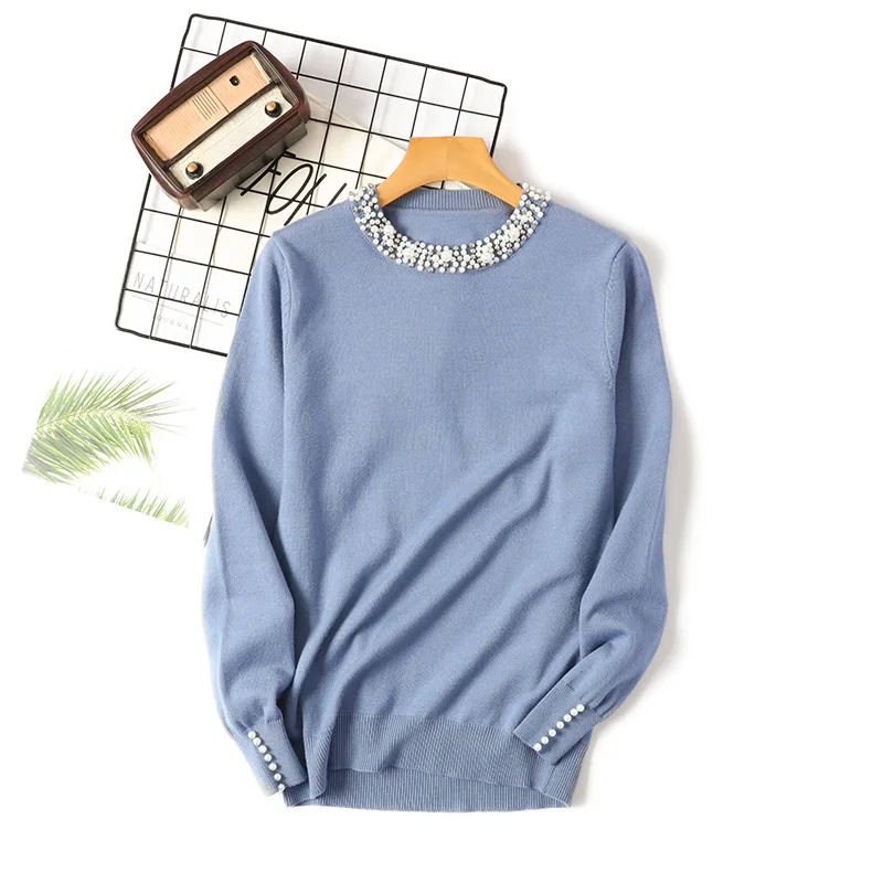 Office Ladies Pearl O-neck Long Sleeve Sweaters Casual Loose Knitted Pullover Autumn 2023 Vintage Oversize Pullover for Women
Office Ladies Pearl O-neck Long Sleeve Sweaters Casual Loose Knitted Pullover Autumn 2023 Vintage Oversize Pullover for Women
