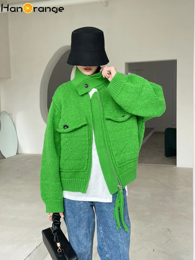 HanOrange Stand Collar Zipper Knitted Cardigan Sweater Women 2022 Autumn Winter Pure Color Simple Thick Jacket
HanOrange Stand Collar Zipper Knitted Cardigan Sweater Women 2022 Autumn Winter Pure Color Simple Thick Jacket