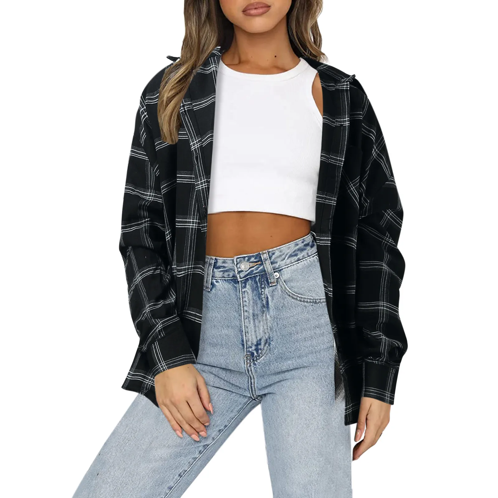Women Casual Loose Lapel Button Plaid Printing Thin Long Sleeve Shirt Top Vintage Elegant Loose
Women Casual Loose Lapel Button Plaid Printing Thin Long Sleeve Shirt Top Vintage Elegant Loose
