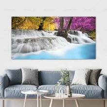 Landscape Waterfall Posters and Prints Canvas Painting Wall Art Pictures Living Room Seasonal Tree Cuadros Home Decor No Frame