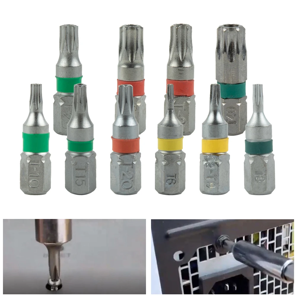 10pcs 25mm Torx Screwdriver Bit With Hole Set Square Head 1/4'' Hex Shank Magnetic Screwdriver Bit Star Bit Spanner Hand Tool
10pcs 25mm Torx Screwdriver Bit With Hole Set Square Head 1/4'' Hex Shank Magnetic Screwdriver Bit Star Bit Spanner Hand Tool