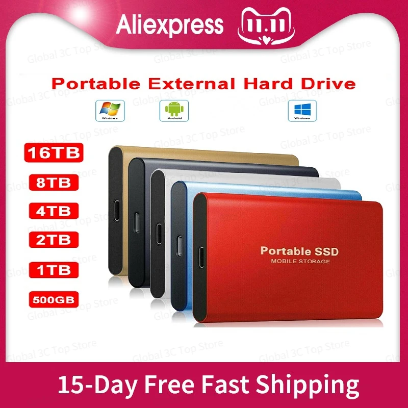 SSD External Drive 16TB 8TB Storage Device Hard Drive Computer Portable USB 3.0 Mobile Hard Drives Solid State Disk
SSD External Drive 16TB 8TB Storage Device Hard Drive Computer Portable USB 3.0 Mobile Hard Drives Solid State Disk