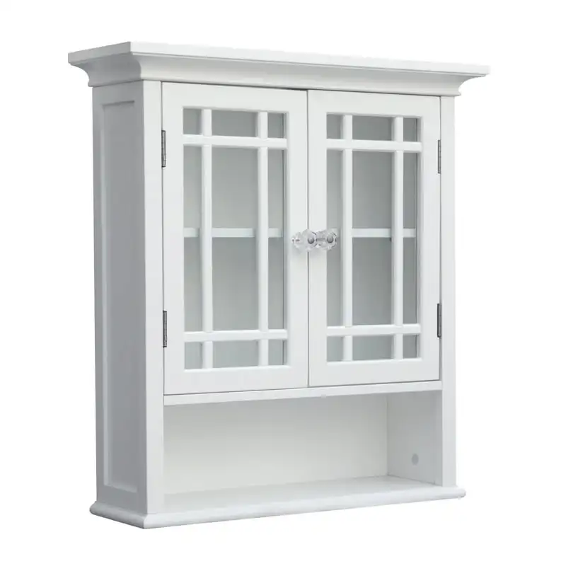 Removable Wooden Wall Cabinet with 2 Glass Doors, White 
Removable Wooden Wall Cabinet with 2 Glass Doors, White