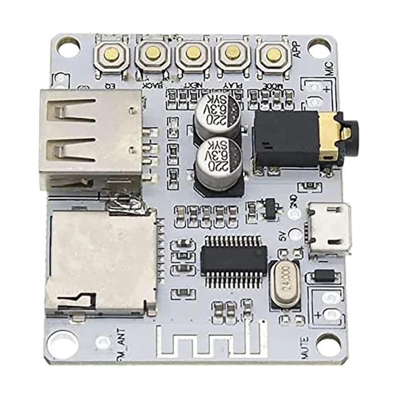 

2Pcs Bluetooth Audio Receiver Board With USB TF Card Slot Decoding Preamplifier Output A7-004 5V Wireless Stereo Module