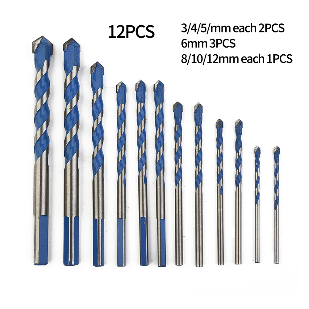 12pcs Drill Bits 3/4/5/6/8/10/12mm Size Carbide Multi-purpose Drlling Brick Stileswood Aluminium No-Slip Drill Tool Part
12pcs Drill Bits 3/4/5/6/8/10/12mm Size Carbide Multi-purpose Drlling Brick Stileswood Aluminium No-Slip Drill Tool Part