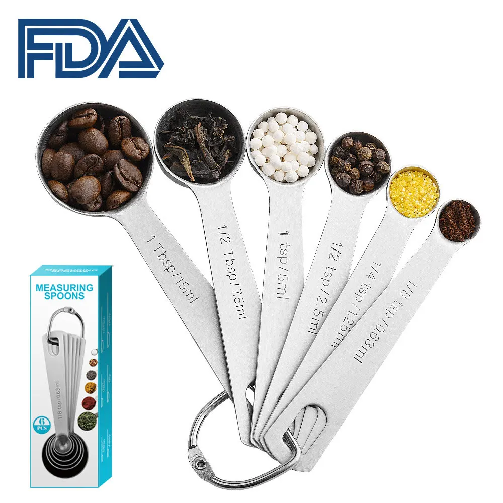 6pcs/Set Stainless Steel Measuring Spoon Measuring Coffee Powder Spice Dry Liquid Ingredients Food-Grade Baking Kitchen Tools
6pcs/Set Stainless Steel Measuring Spoon Measuring Coffee Powder Spice Dry Liquid Ingredients Food-Grade Baking Kitchen Tools