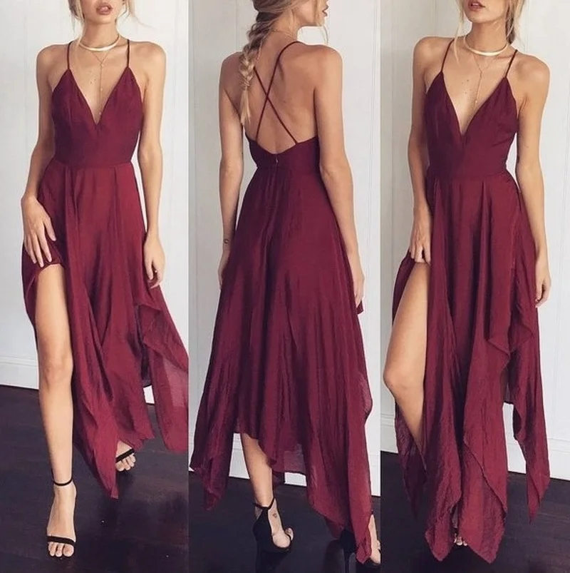 Summer V-neck Spaghetti Strap Sleeveless Sexy Party Dress Women Asymmetrical A Line Long Dresses Cocktail Slit Beach Dress
Summer V-neck Spaghetti Strap Sleeveless Sexy Party Dress Women Asymmetrical A Line Long Dresses Cocktail Slit Beach Dress